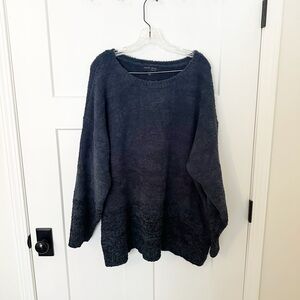 Barefoot Dreams Cozy Chic navy two tone sweater 2x